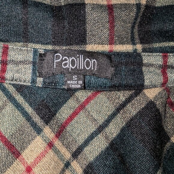 Papillon Women's Long Plaid Soft Jersey fitted top size S - Picture 5 of 6